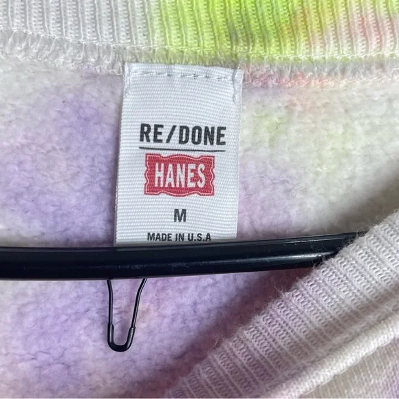 Re/Done Hanes Multicolor Tie Dye Raglan Crewneck Sweatshirt Size M - Picture 4 of 4